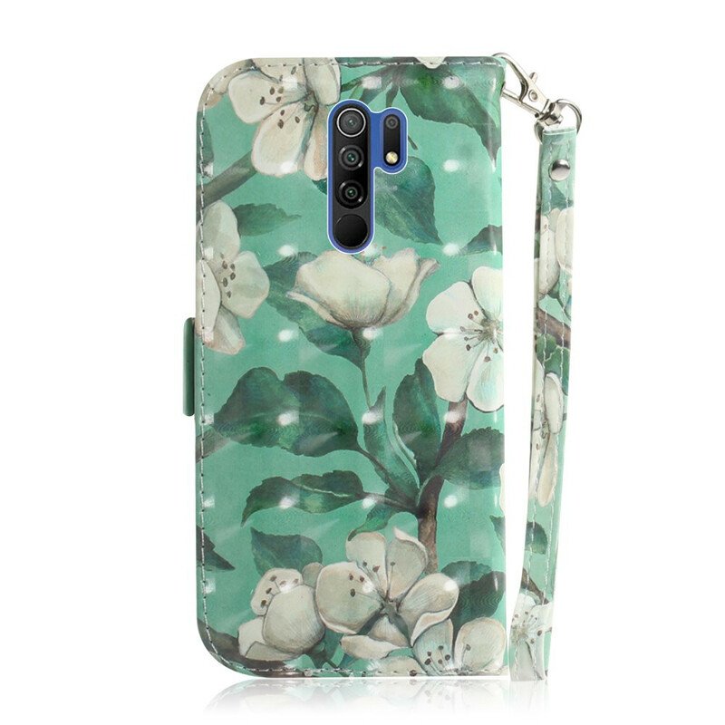 Fodral Xiaomi Redmi 9 Med Kedjar Blommande Gren Med Rem