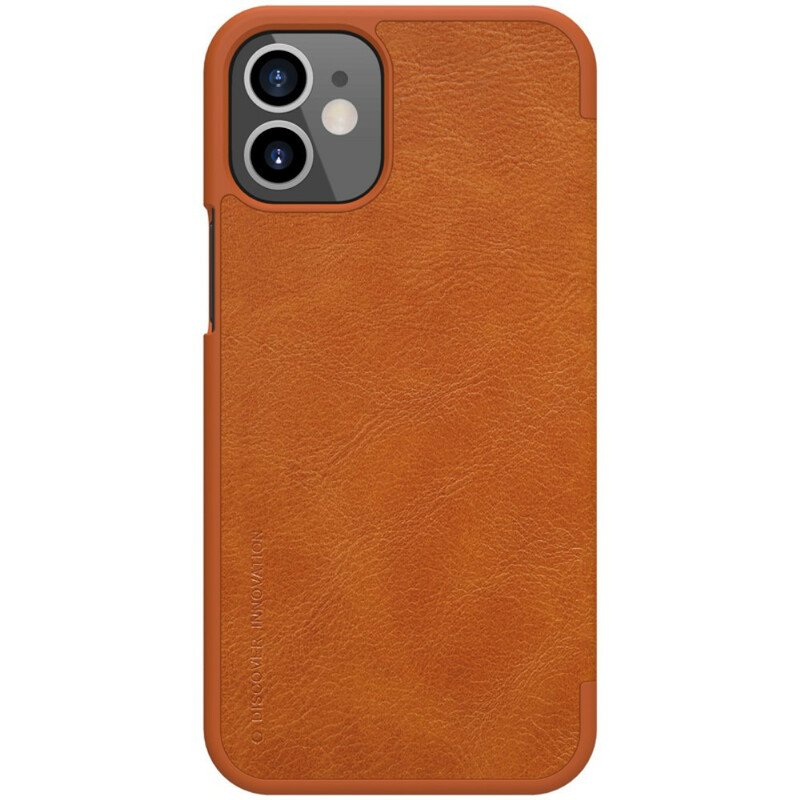 Folio-fodral iPhone 12 Mini Läderfodral Nillkin Qin-serien