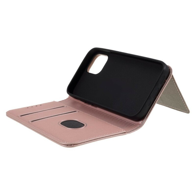 Folio-fodral iPhone 12 Mini Läderfodral Stativ För Korthållare
