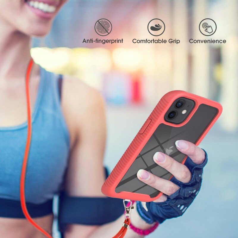 Skal iPhone 12 Mini Hybrid Med Sladd Och Färgad Kontur