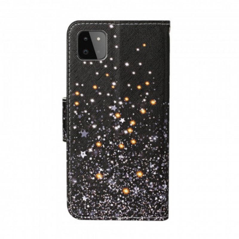 Fodral Samsung Galaxy A22 5G Stjärnor Och Paljetter Med Snodd