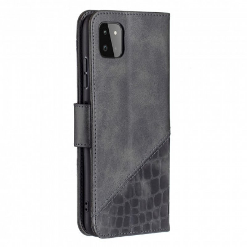 Folio-fodral Samsung Galaxy A22 5G Klassisk Krokodilskinnseffekt