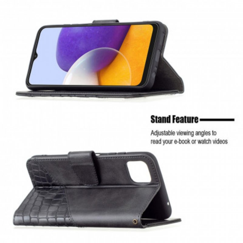 Folio-fodral Samsung Galaxy A22 5G Klassisk Krokodilskinnseffekt