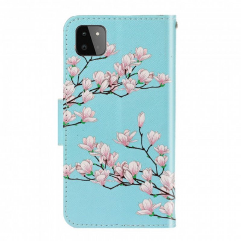 Folio-fodral Samsung Galaxy A22 5G Med Kedjar Strappy Buske