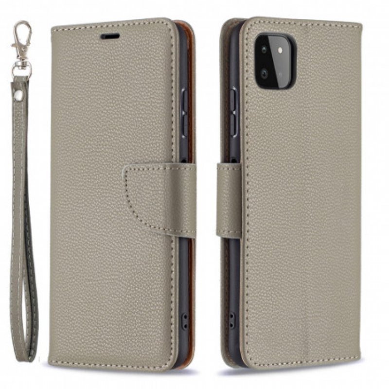 Läderfodral Samsung Galaxy A22 5G Folio-fodral Litchi Rabat Oblique
