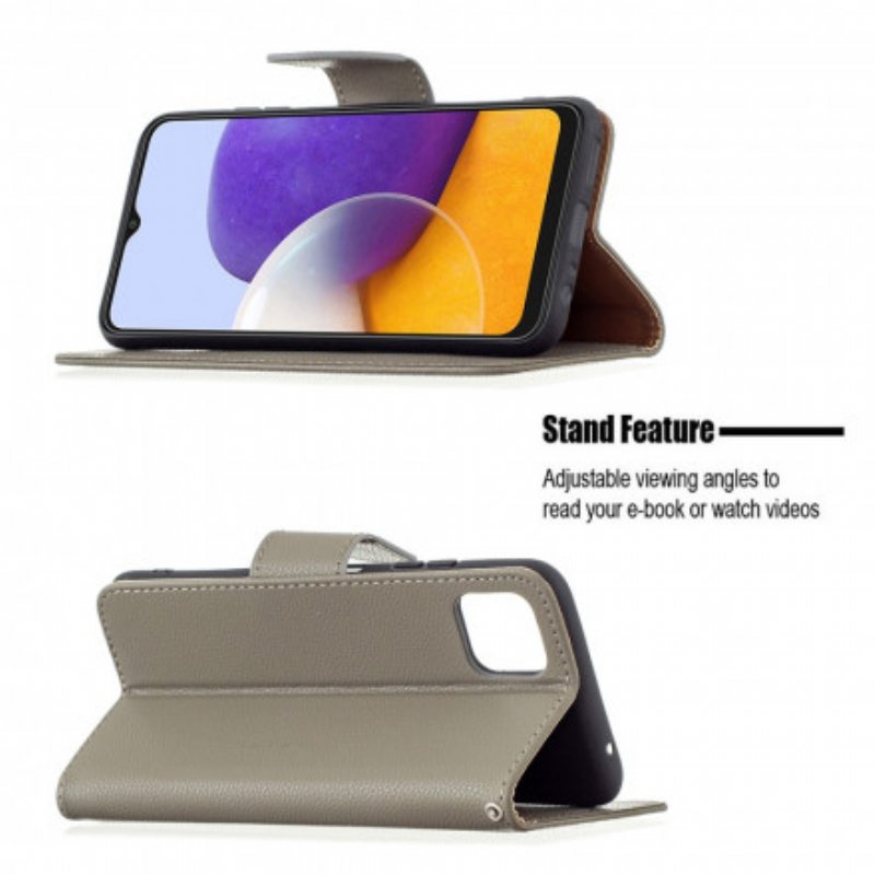Läderfodral Samsung Galaxy A22 5G Folio-fodral Litchi Rabat Oblique