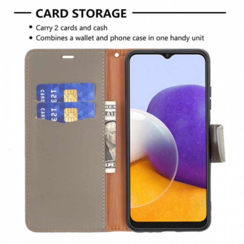 Läderfodral Samsung Galaxy A22 5G Folio-fodral Litchi Rabat Oblique