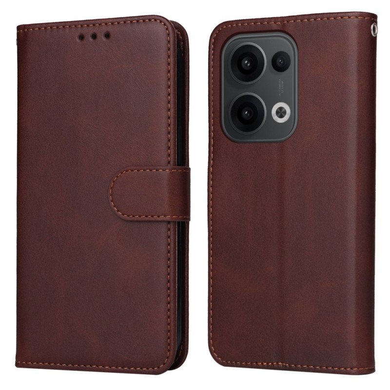 Läderfodral Oppo Reno 13 5g Telefonfodral Enkel Lädereffekt Med Rem