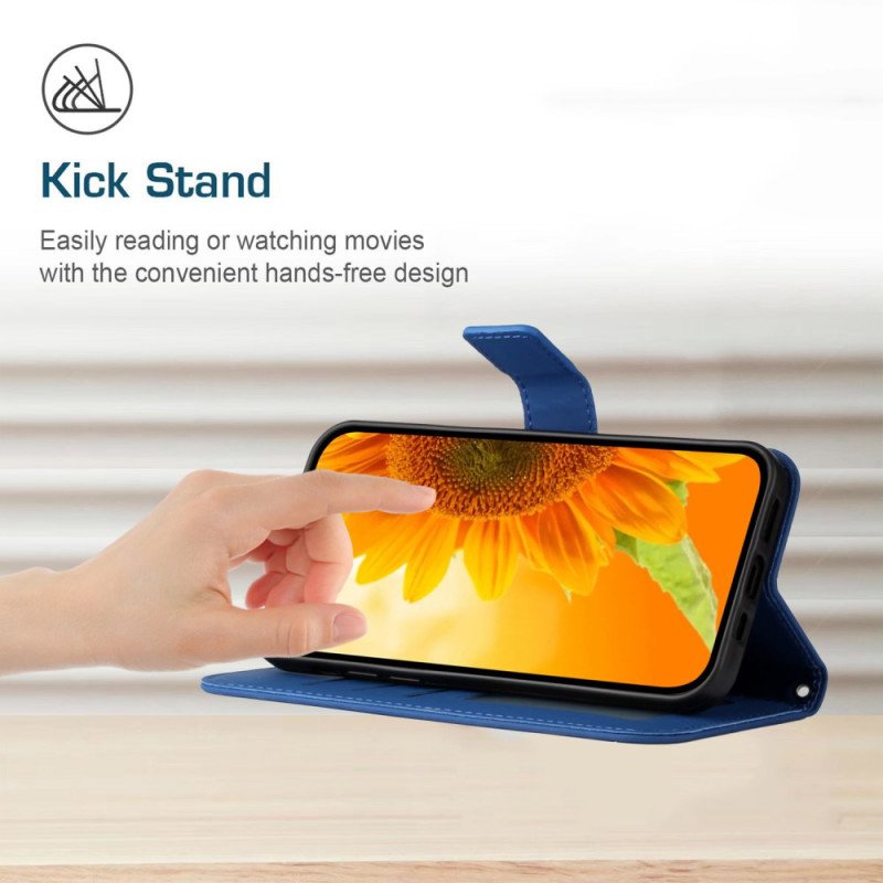 Läderskal Fodral Oppo Reno 13 5g Solrostryck Med Rem