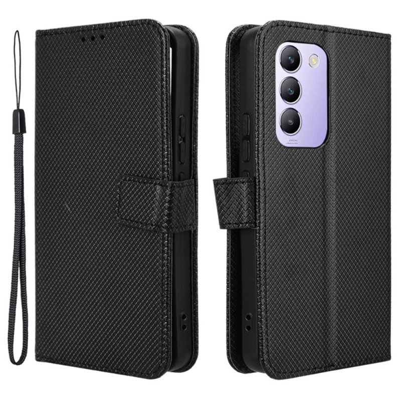 Läderfodral Vivo V40 Se 5g Telefonfodral Diamantstruktur