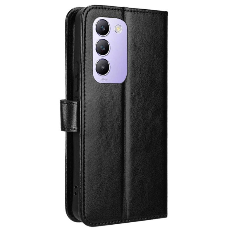 Läderfodral Vivo V40 Se 5g Telefonfodral Flashigt Konstläder Med Rem