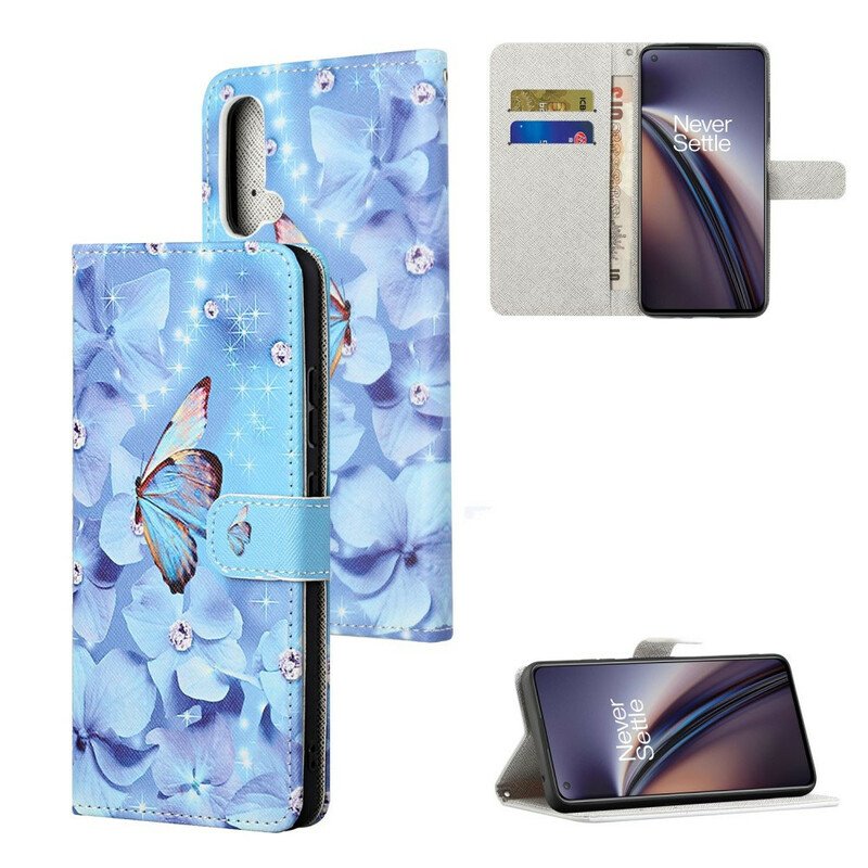 Fodral OnePlus Nord CE 5G Med Kedjar Strappy Diamond Butterflies