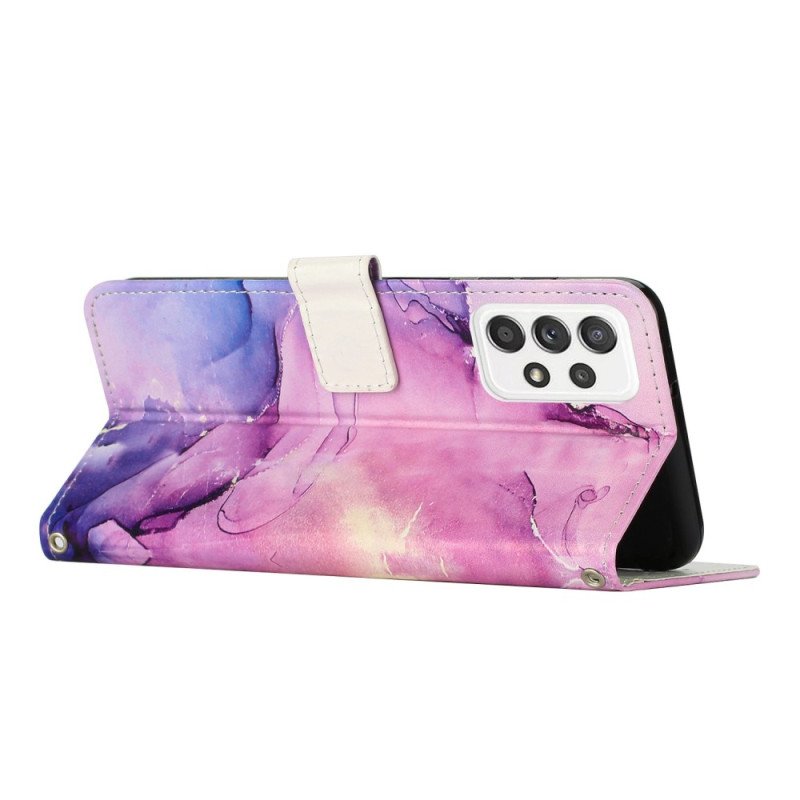 Folio-fodral Samsung Galaxy A23 5G Med Kedjar Strip Marmor