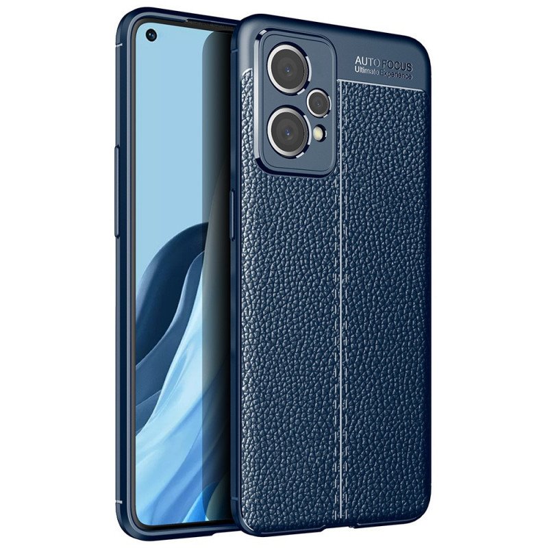 Skal Realme 9 Pro Plus Dubbel Linje Litchi Läder Effekt