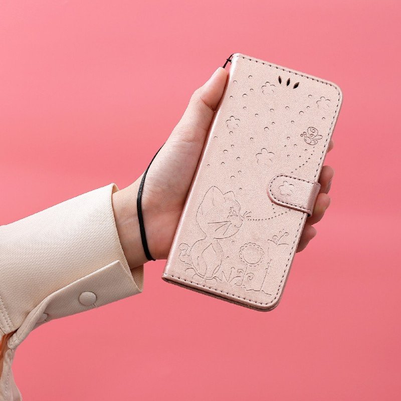 Fodral Samsung Galaxy A72 4G / A72 5G Med Kedjar Katt Och Bi Med Snodd
