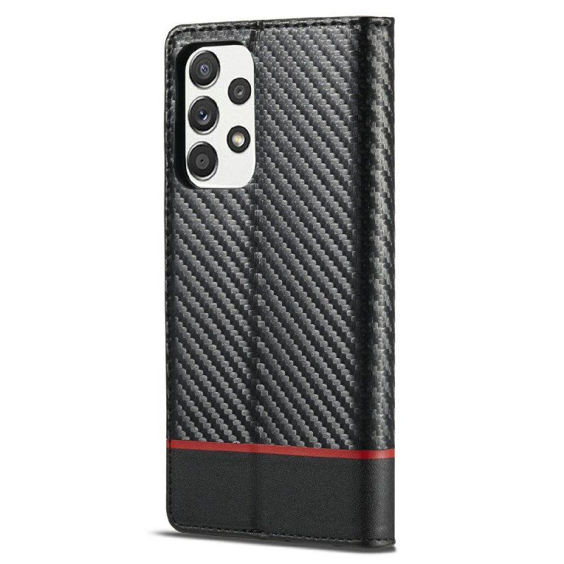 Folio-fodral Samsung Galaxy A72 4G / A72 5G Läderfodral Kolfiber Lc.imeeke