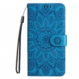 Fodral Xiaomi 14 Pro Solrosmönster Med Rem