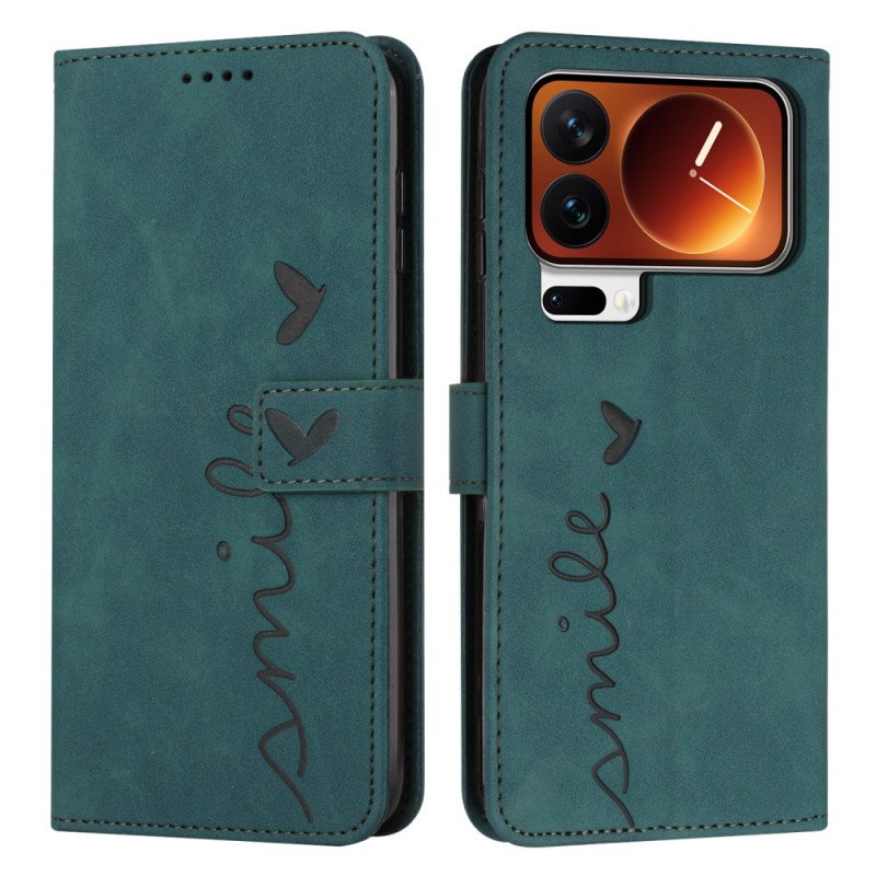 Läderfodral Xiaomi 17 Pro Max Telefonfodral Hjärtleende