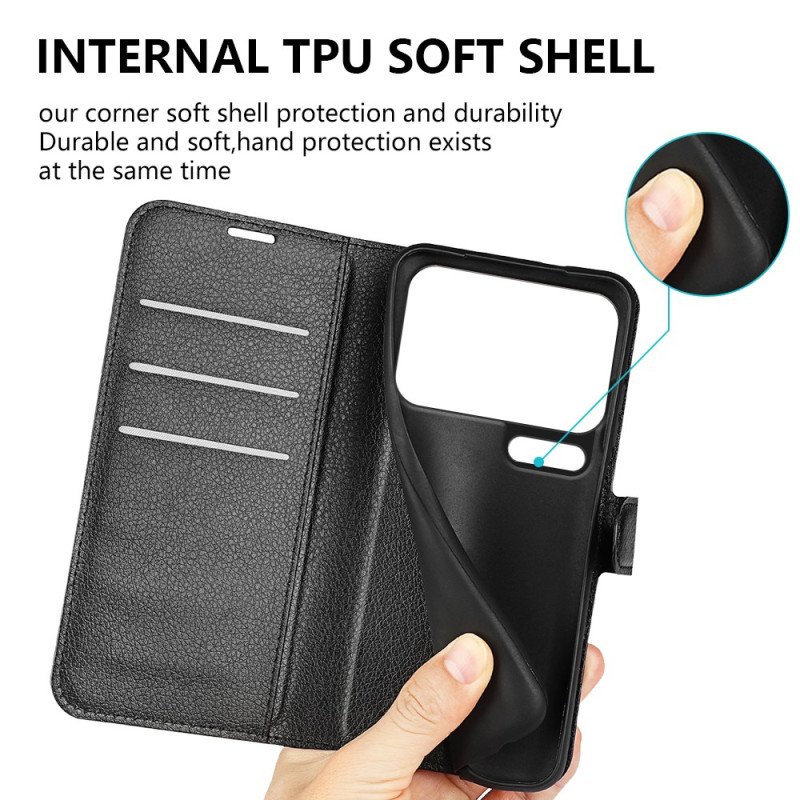 Läderfodral Xiaomi 17 Pro Max Telefonfodral Konstläder Litchi-läder