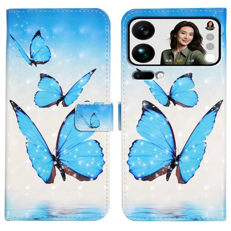 Läderfodral Xiaomi 17 Pro Max Telefonfodral Tre Fjärilar