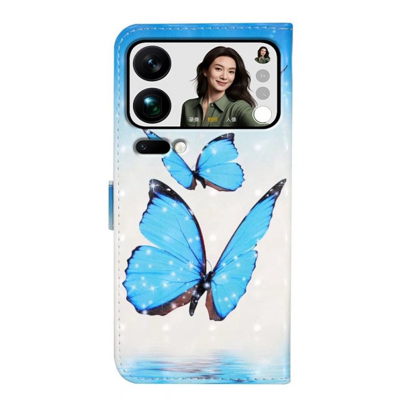 Läderfodral Xiaomi 17 Pro Max Telefonfodral Tre Fjärilar