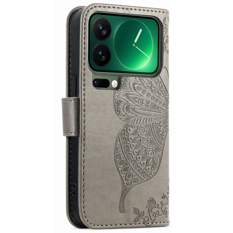 Läderskal Fodral Xiaomi 17 Pro Max Fjärilsdesign