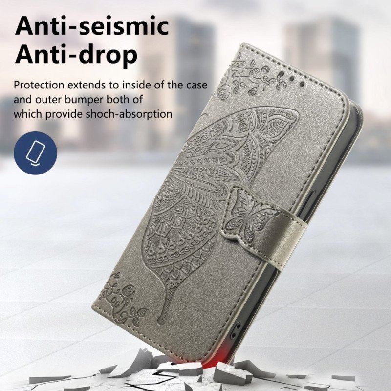 Läderskal Fodral Xiaomi 17 Pro Max Fjärilsdesign