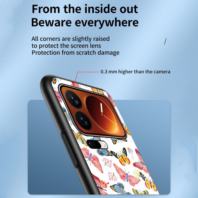 Skal Xiaomi 17 Pro Max Fjärilsmönster I Härdat Glas