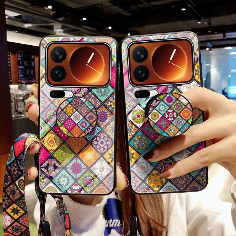 Skal Xiaomi 17 Pro Max Telefonfodral Patchwork-ställ Och Rem