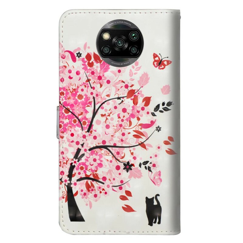 Fodral Poco X3 / X3 Pro / X3 NFC Rosa Träd Och Svart Katt
