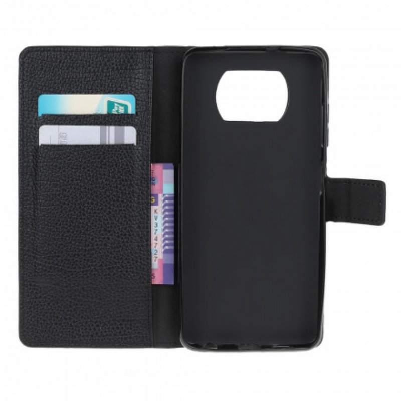 Folio-fodral Poco X3 / X3 Pro / X3 NFC Litchi Grain Läder Effekt