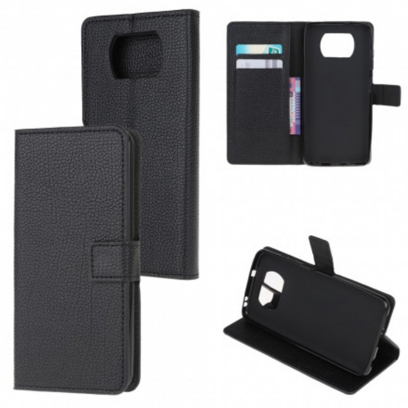 Folio-fodral Poco X3 / X3 Pro / X3 NFC Litchi Grain Läder Effekt