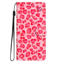 Fodral För Poco C65 Rosa Leopardtryck Med Rem