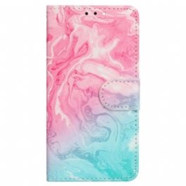 Läderfodral Poco C65 Telefonfodral Rosa Och Grön Marmor