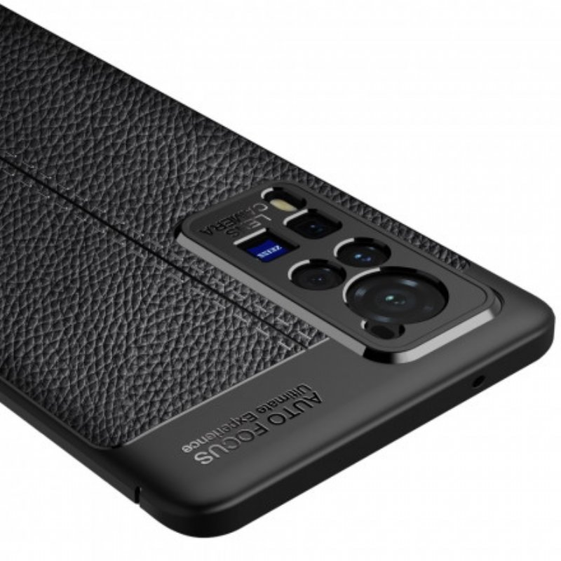 Skal Vivo X60 Pro Dubbel Linje Litchi Läder Effekt