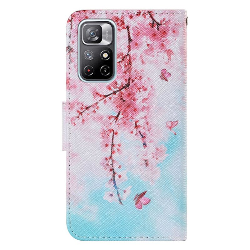 Fodral Xiaomi Redmi Note 11 Pro Plus 5G Med Kedjar Röda Grenar Med Rem