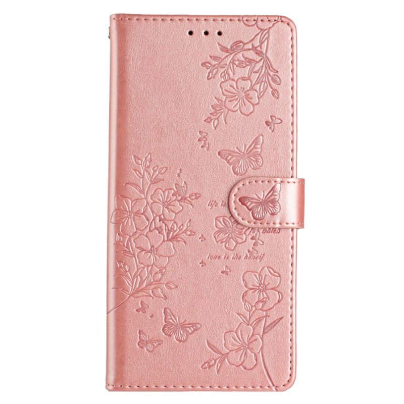 Fodral För Poco C75 Fjärils- Och Blommönster