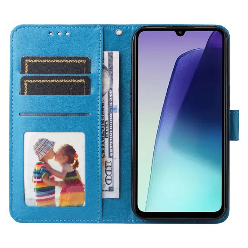 Läderskal Fodral Poco C75 Solrosmönster Med Rem