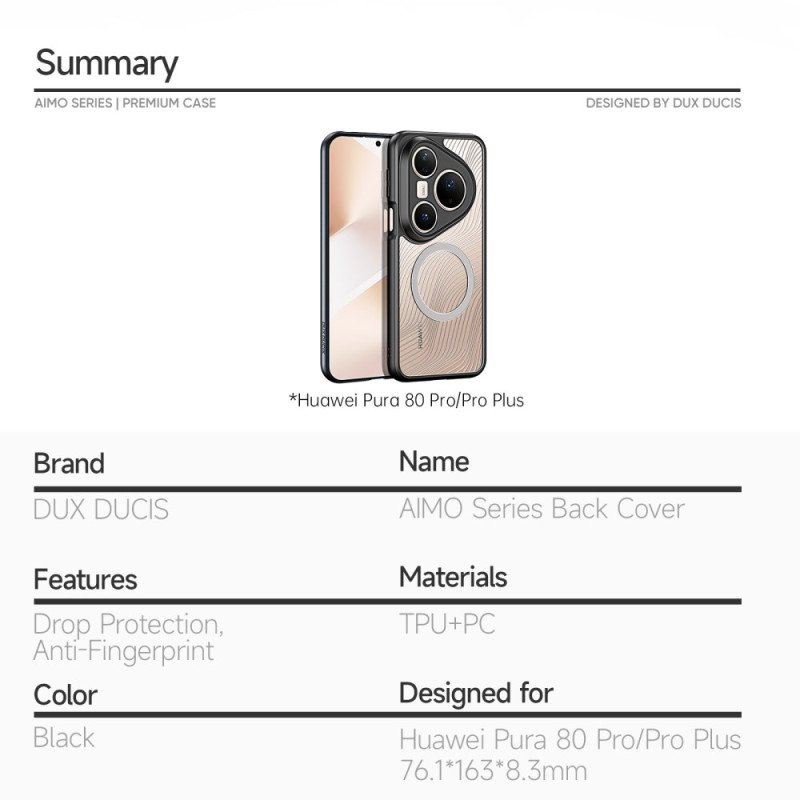 Skal Huawei Pura 80 Pro Magsafe Aimo-serien Dux Ducis