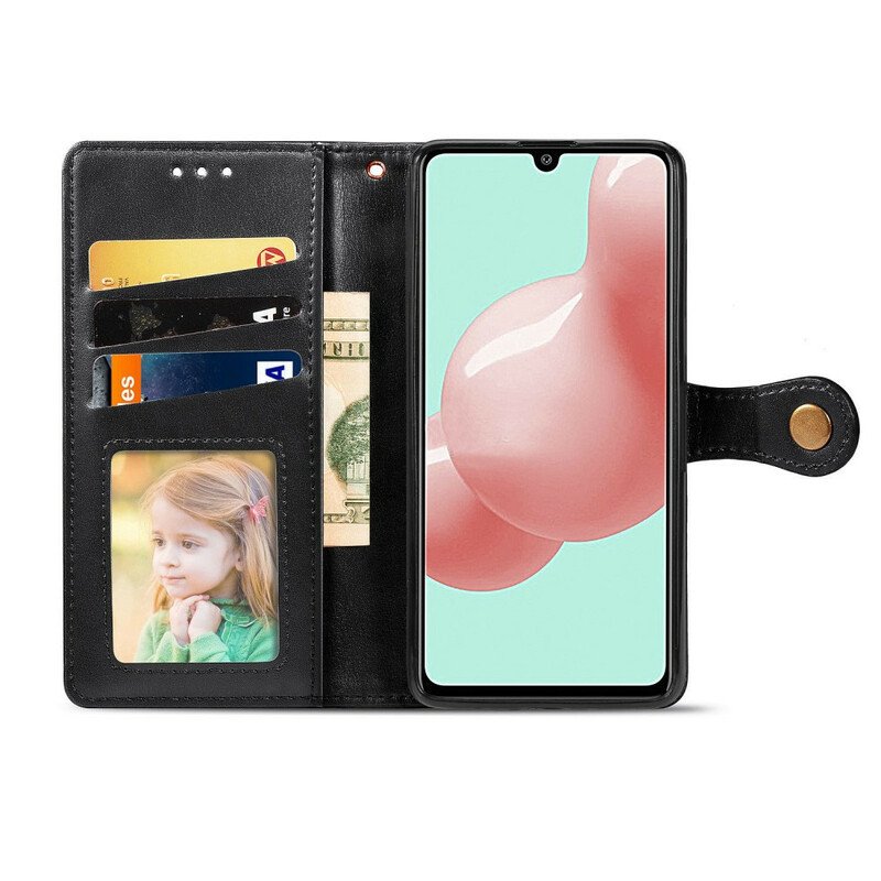 Fodral Samsung Galaxy A41 Imiterat Läder Och Vintagelås