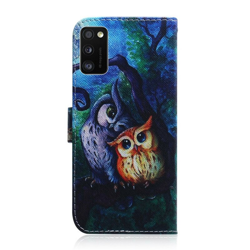 Fodral Samsung Galaxy A41 Målning Av Ugglor