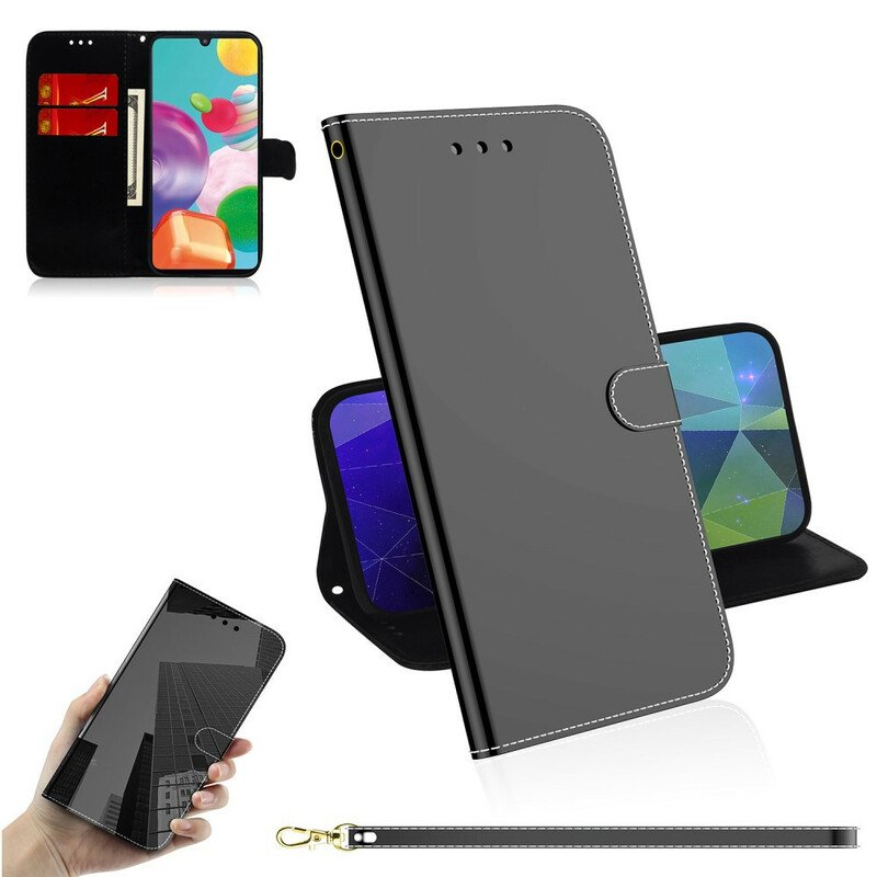 Folio-fodral Samsung Galaxy A41 Spegelskydd I Konstläder