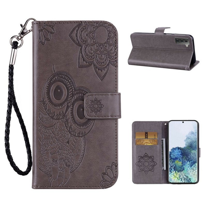 Fodral Samsung Galaxy S21 5G Uggla Mandala Och Lanyard