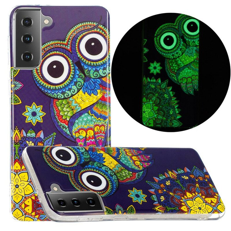 Skal Samsung Galaxy S21 5G Fluorescerande Uggla Mandala