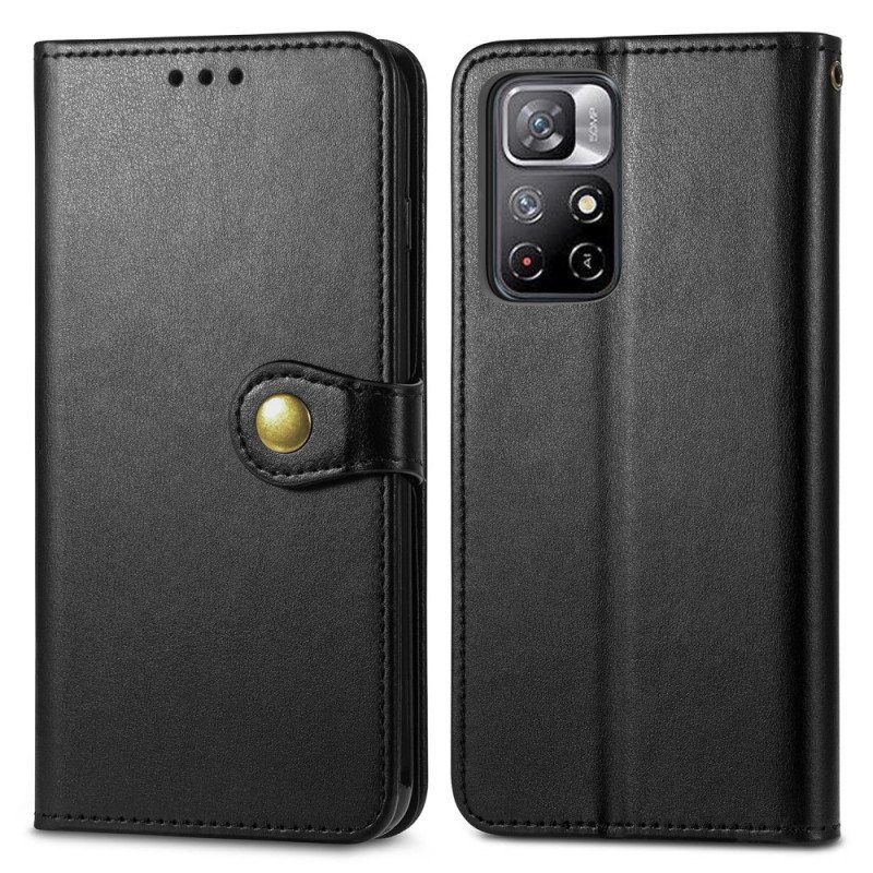 Fodral Poco M4 Pro 5G Imiterat Läder Och Vintagelås