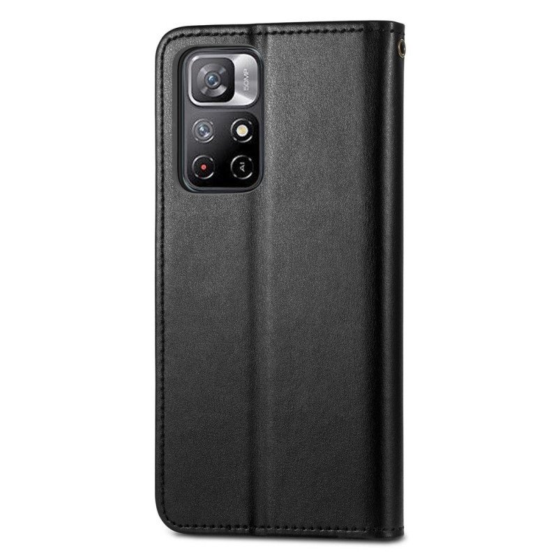 Fodral Poco M4 Pro 5G Imiterat Läder Och Vintagelås