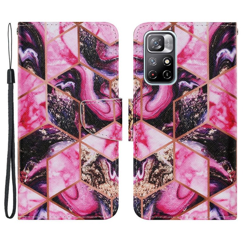 Folio-fodral Poco M4 Pro 5G Geometrisk Marmorstil