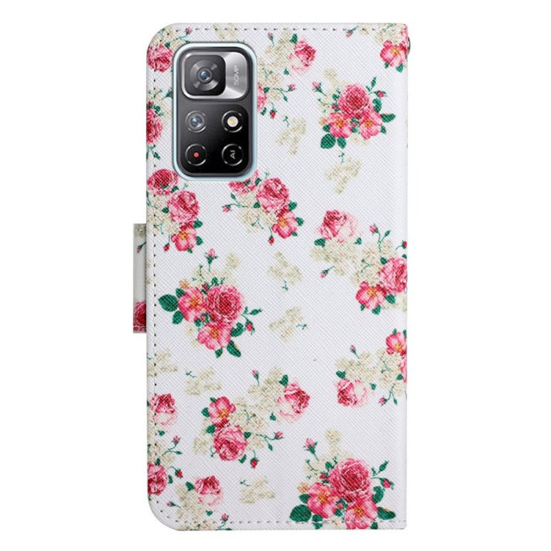 Läderfodral Poco M4 Pro 5G Liberty Royal Blommor