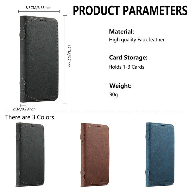 Folio-fodral iPhone 17 Pro Magsafe-kompatibelt Litchi-tyg