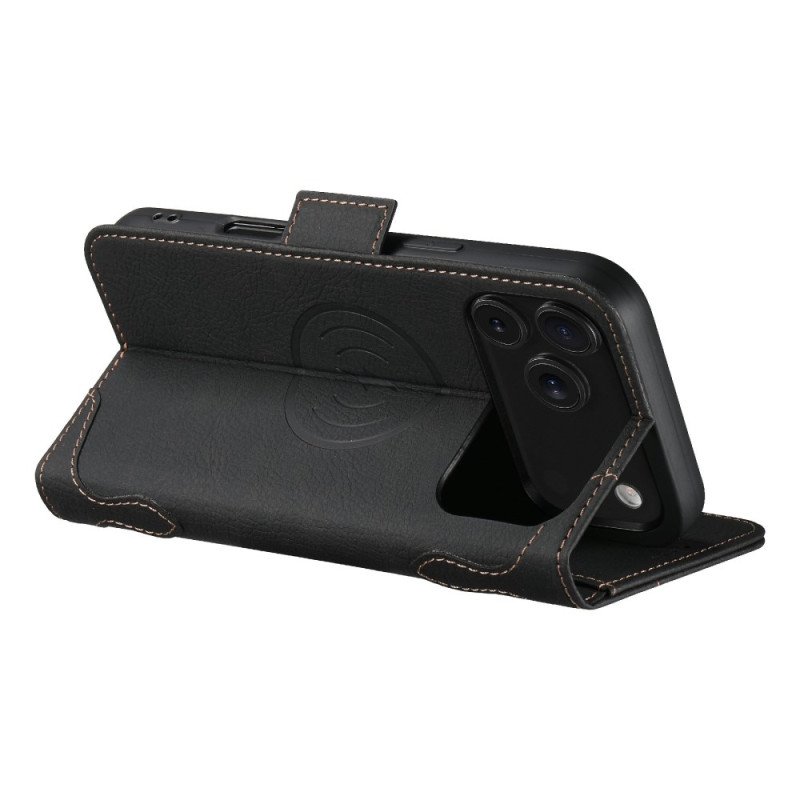 Folio-fodral iPhone 17 Pro Magsafe-kompatibelt Litchi-tyg